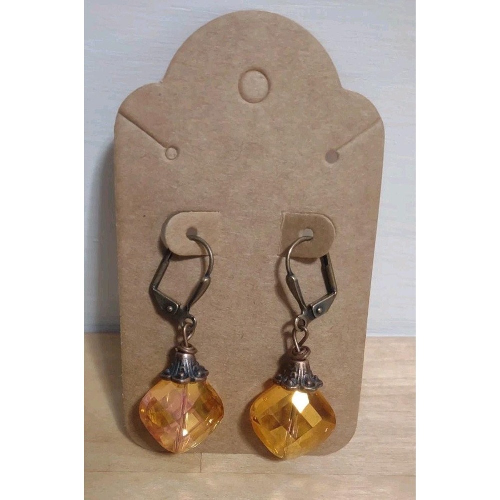Amber Gold & Bronze Drop Earrings